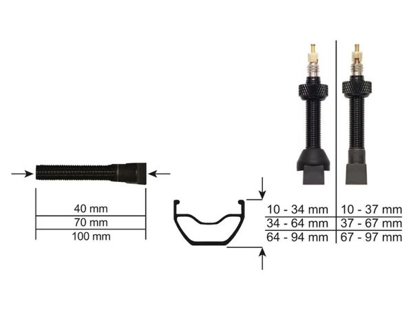 Kit Valvulas Tubeless Effetto Mariposa Black 40mm (X2)